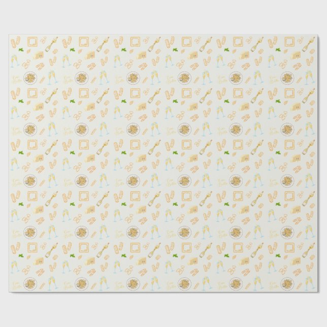 Prosecco och Pasta Födelsedag Presentpapper (Platt)