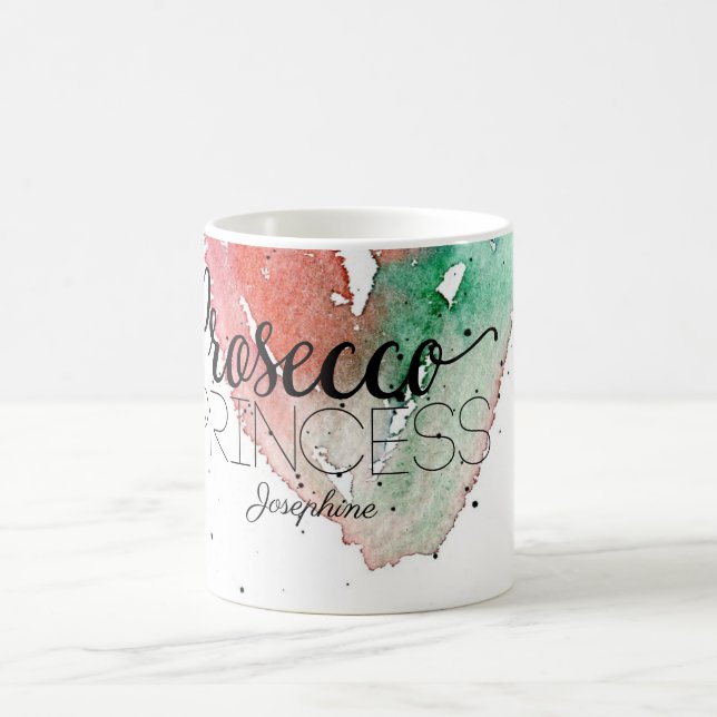 "Prosecco Princess" Girly Personlig Watercolor Kaffemugg (Center)