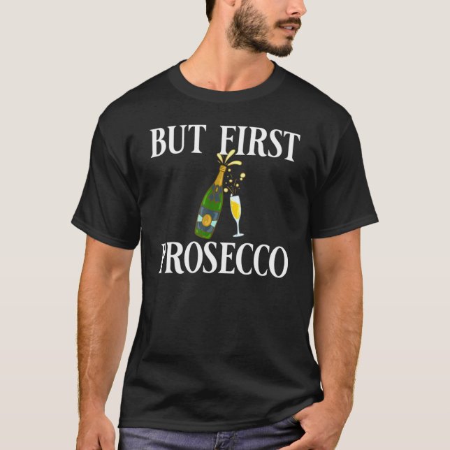 Prosecco Vin Champagne Cocktails Ro Flaska Ital T Shirt (Framsida)