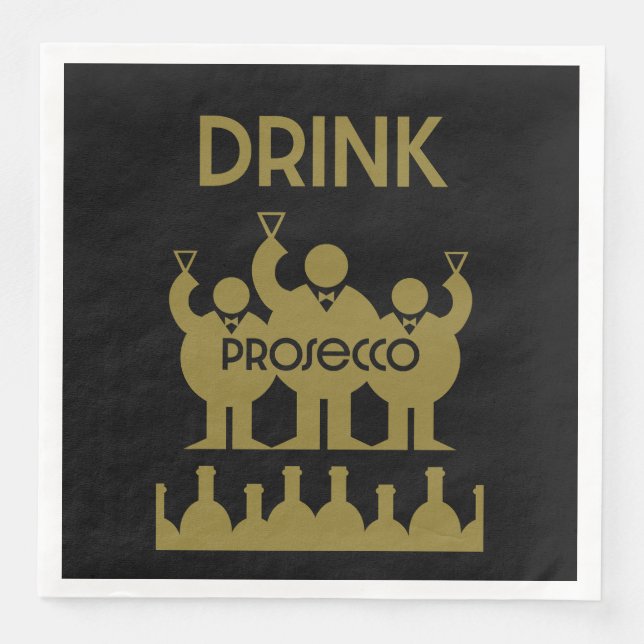 Prosecco-vin drickare pappersservett (Framsida)