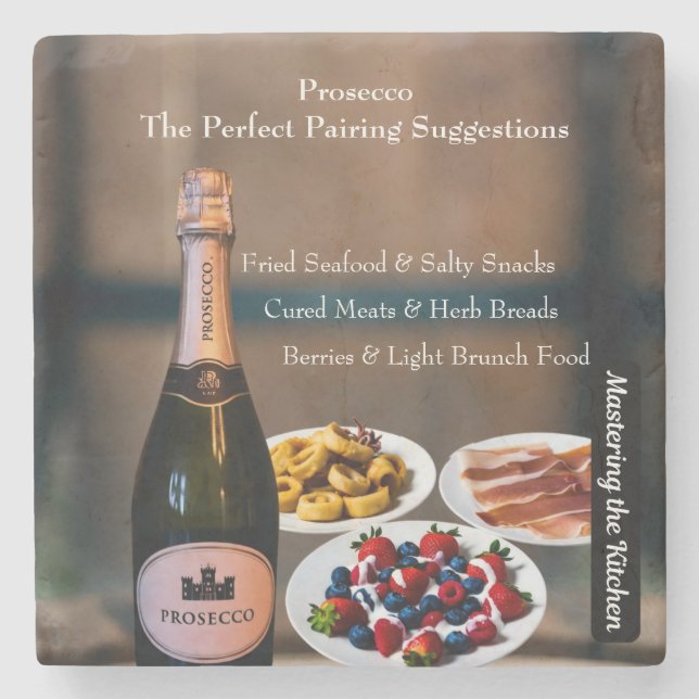 Prosecco Vinparningsguide/Bekräftande köket Stenunderlägg (Framsidan)