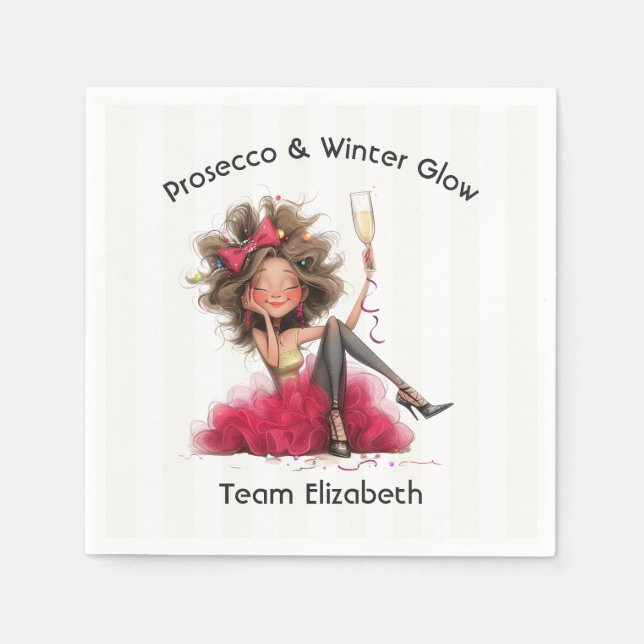 Prosecco & Winter Glow Julmöhippa Pappersservett (Framsidan)