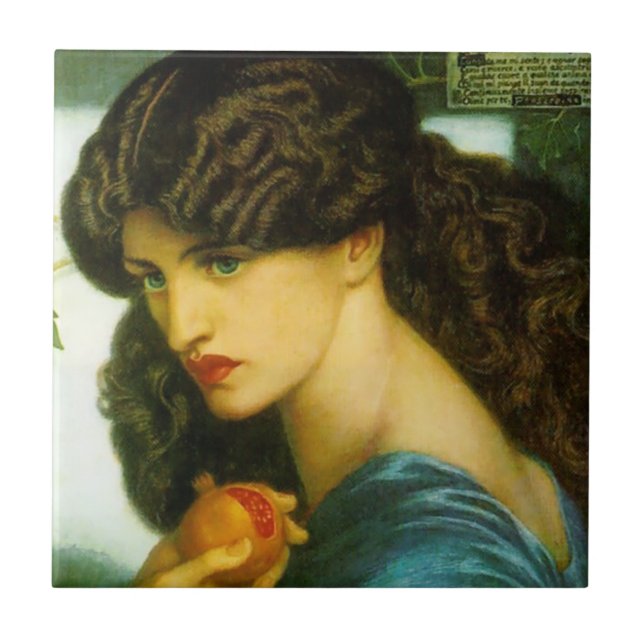 Proserpin av Rossetti Pre-Raphaelite Ceramic Tile Kakelplatta (Framsidan)