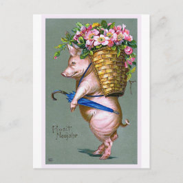 "Prosit Neujahr" Vintage tyska Vykort