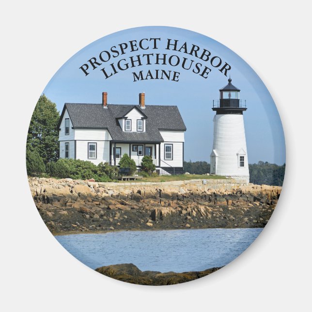 Prospect Harbour Lighthouse, Maine Round Magnet (Framsidan)