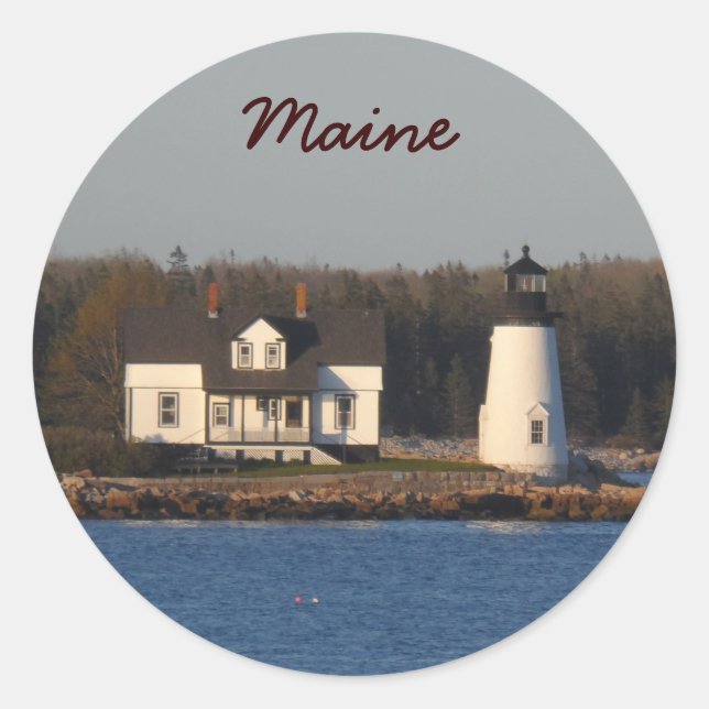 Prospect Harbour Lighthouse-Maine Runt Klistermärke (Framsida)
