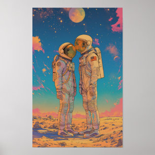 Prospektering av kvinnliga astronauter på ökenplan poster