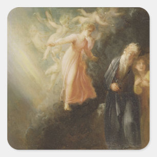 Prospero, Miranda och Ariel, från "stormen", c Fyrkantigt Klistermärke