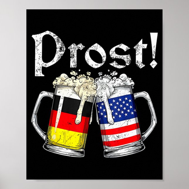 Prost Beer German American Flag Men Mug  Poster (Framsidan)