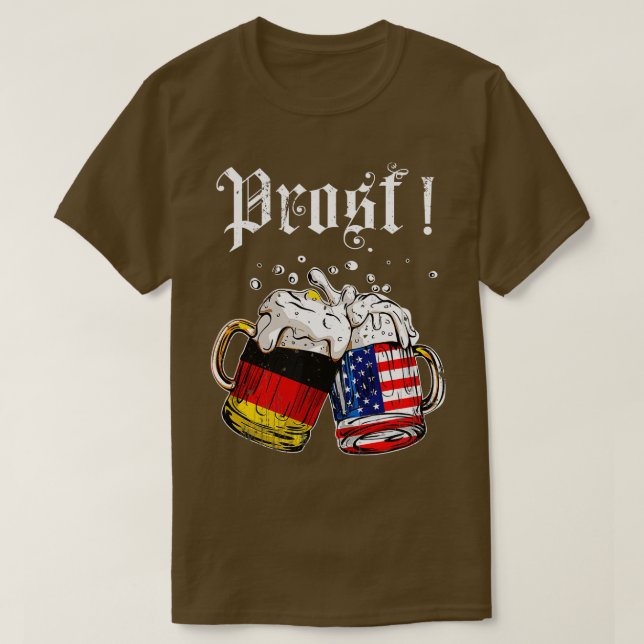 Prost Beer German American Flagga Manar M T Shirt (Design framsida)