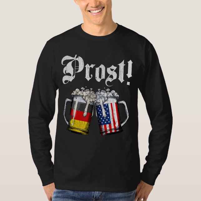 Prost Beer German American Flagga Manar Mu T Shirt (Framsida)