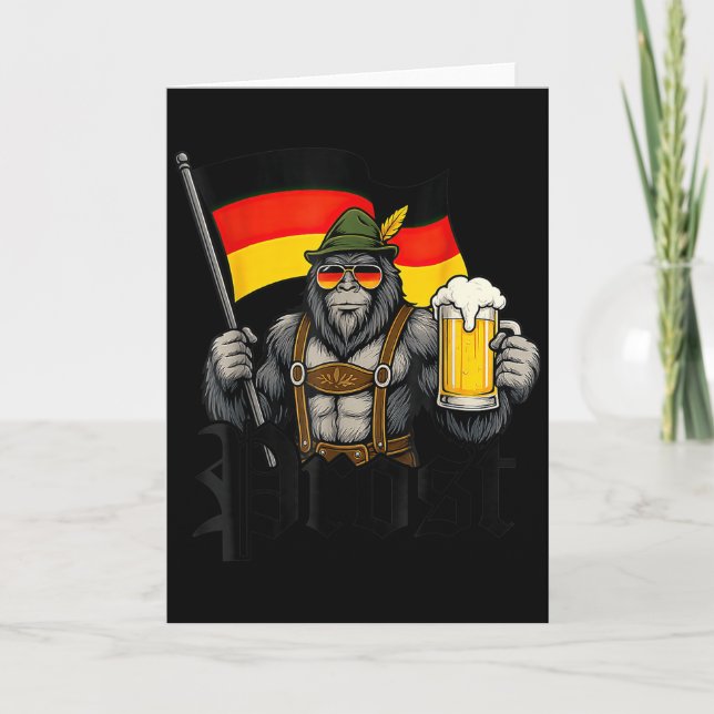 Prost Bigfoot dricker öl Lederhosen tysk  Kort (Framsida)