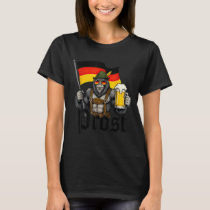 Prost Bigfoot dricker öl Lederhosen tysk T Shirt