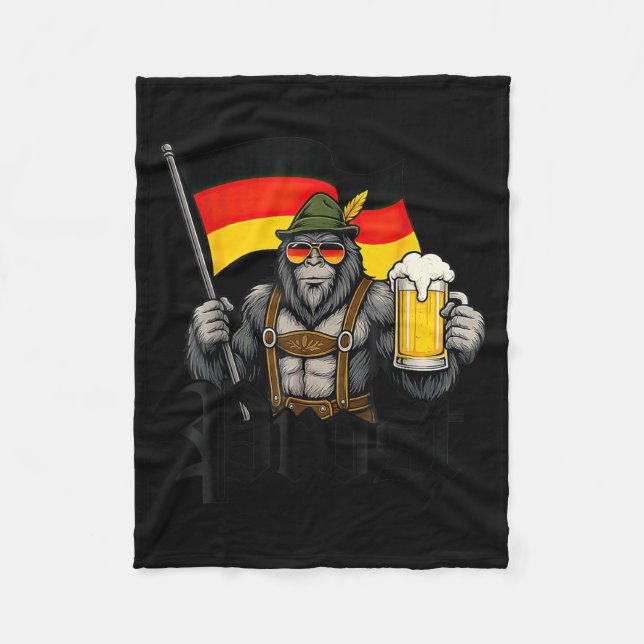 Prost Bigfoot Drinking Beer Lederhosen German  Fleecefilt (Framsidan)