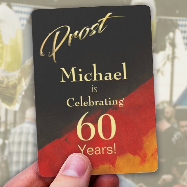 Prost Black Red Guld 60:e födelsedagen Casinokort (Prost (Cheers) to 60 Years Happy Birthday Personalized Playing Cards Modern Black Red Gold Design.)