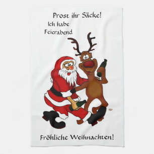 Prost det påsar - God jul! Tyska texter Kökshandduk