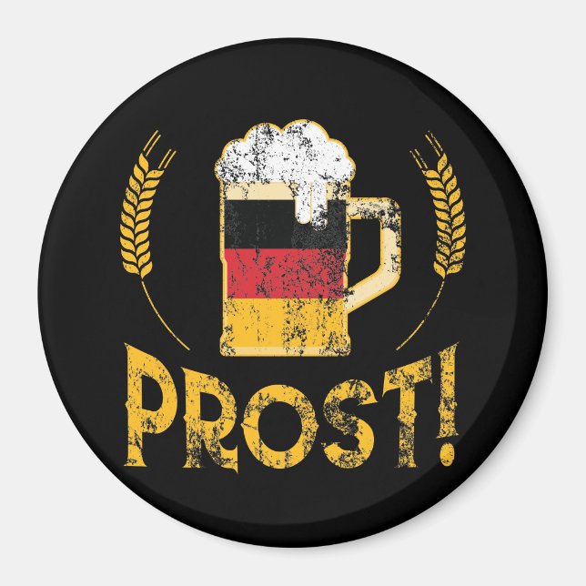 Prost German Flagga Beer Älskare Oktoberfest Magnet (Framsidan)