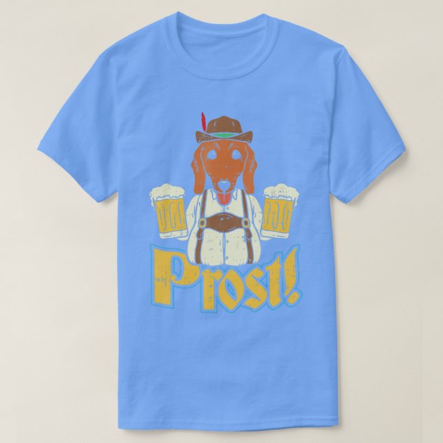 Prost Oktoberfest German Dachshund Hund Drinking B T Shirt (Design framsida)
