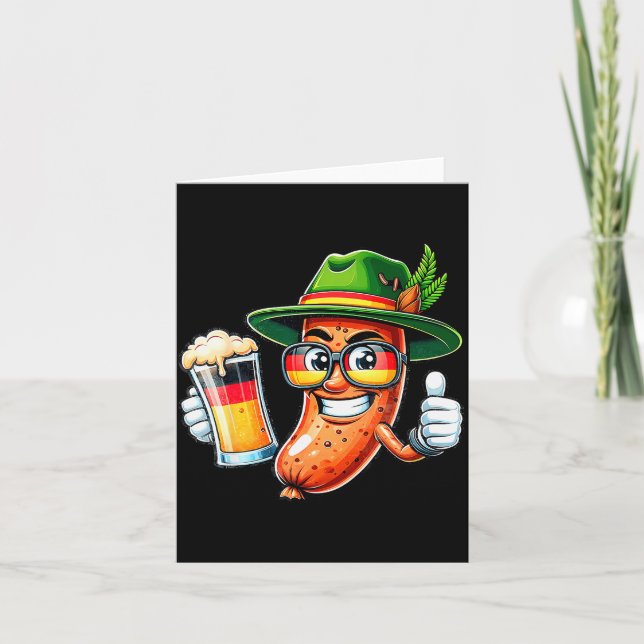 Prost Öl Tysk Amerikansk Flagga Män Mug  Kort (Framsida)