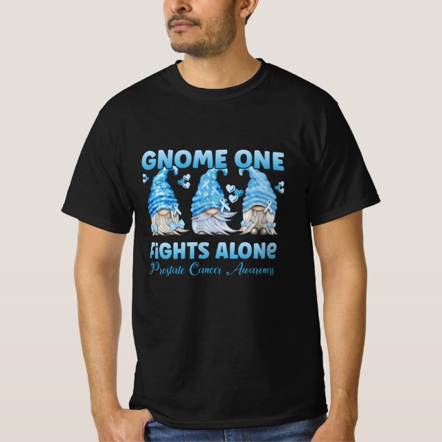 Prostate Cancer Awareness Light Blue Gnome T Shirt (Framsida)