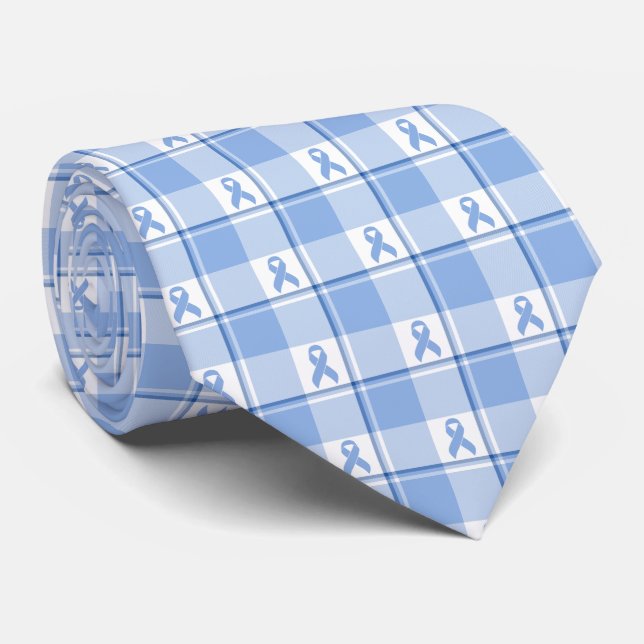 Prostate Cancer Awareness Plaid Light Blue Ribbon Slips (Rullad)