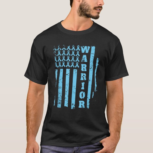 Prostate Cancer Awareness Shirt Blue Ribbon Flagga T Shirt (Framsida)