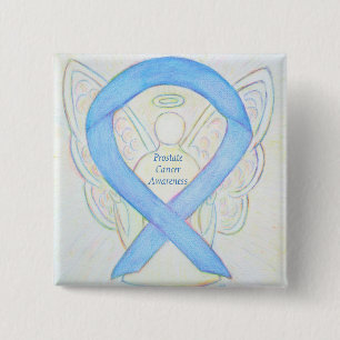 Prostate Cancer Blue Awareness Ribbon Angel Pin Knapp