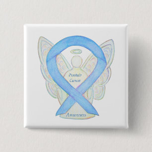 Prostate Cancer Blue Awareness Ribbon Angel Pin Knapp