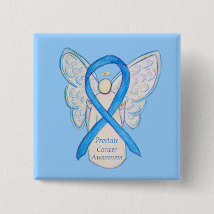 Prostate Cancer Blue Awareness Ribbon Angel Pin Knapp