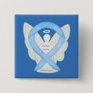 Prostate Cancer Blue Awareness Ribbon Angel Pin Knapp