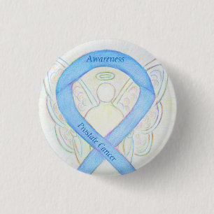 Prostate Cancer Blue Awareness Ribbon Angel Pin Knapp