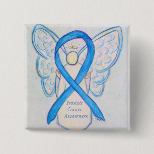 Prostate Cancer Blue Awareness Ribbon Angel Pin Knapp