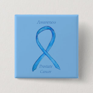 Prostate Cancer Blue Awareness Ribbon Anpassningsb Knapp