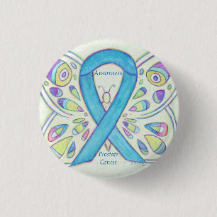 Prostate Cancer Blue Awareness Ribbon Anpassningsb Knapp