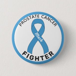Prostate Cancer Fighter Ribbon White Button Knapp