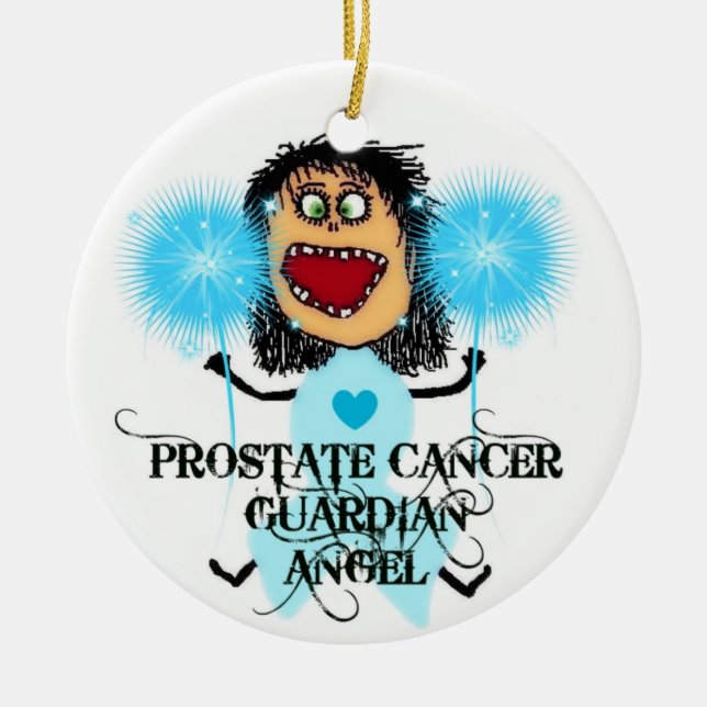 Prostate Cancer Guardian Angel Julgransprydnad Keramik (Framsidan)