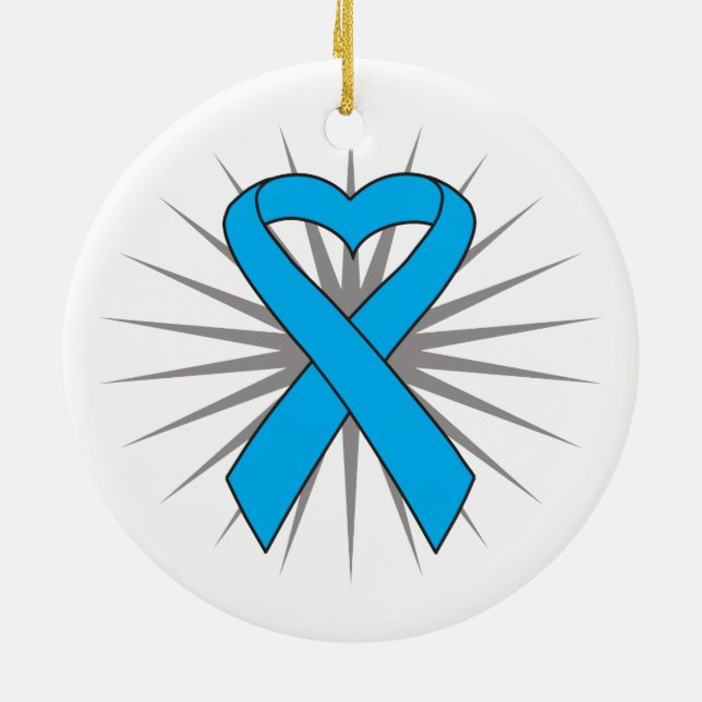 Prostate Cancer Heart Ribbon Julgransprydnad Keramik (Baksidan)