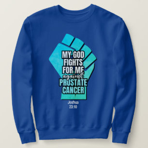 Prostate Cancer MY GOD FIGHTS FOR MIG Christian Lång Ärmad Tröja