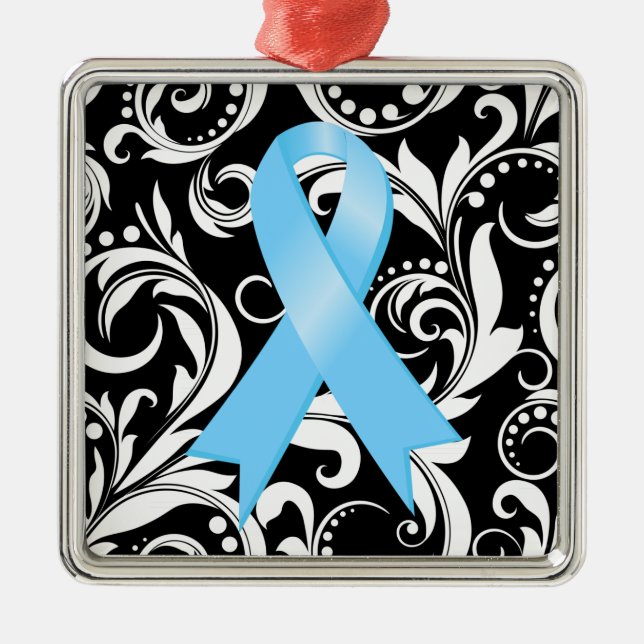 Prostate Cancer Ribbon Deco Noir Julgransprydnad Metall (Framsidan)
