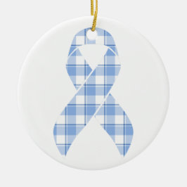 Prostate Cancer Survivor Plaid Light Blue Ribbon Julgransprydnad Keramik