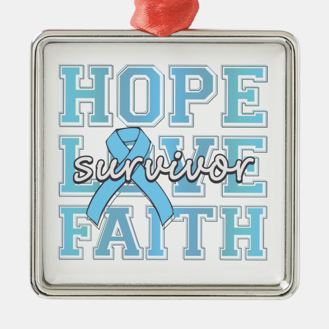 Prostate CancHope Kärlek Faith Survivor Julgransprydnad Metall (Framsidan)