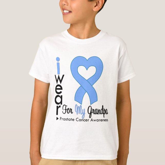 Prostate Canclight Blue Heart Ribbon GRANDPA Tee Shirt (Framsida)