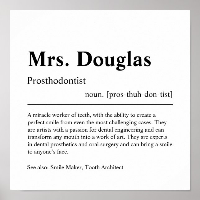 Prosthodontist Personlig Gift Poster (Framsidan)