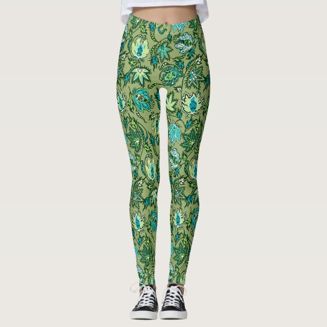 Protea Batik Hawaiian Tropical Blommigt Leggings (Framsida)