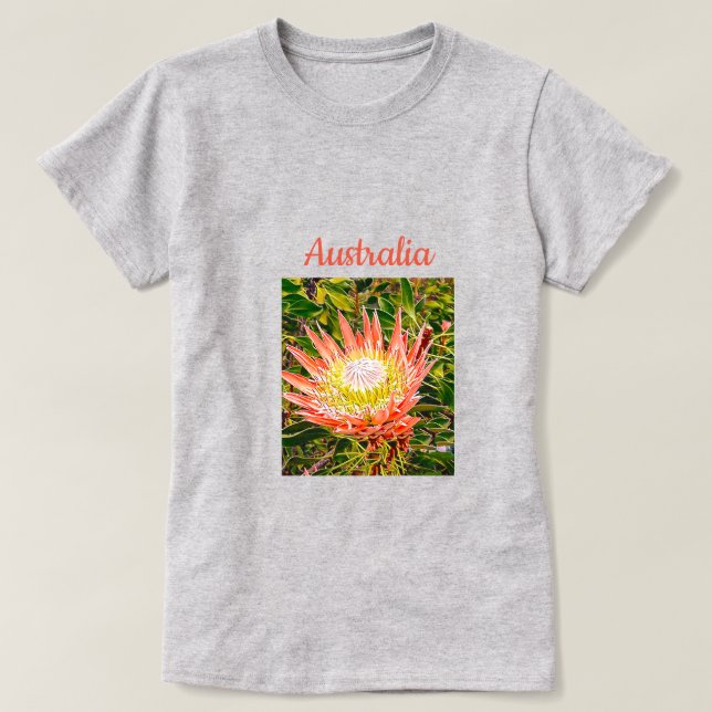 Protea-blommans australiska resetryck t shirt (Design framsida)