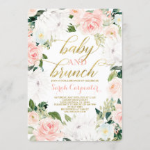 Protea blommigt Baby Shower girl brunch-inbjudan