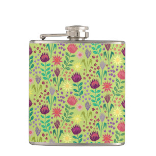 Protea Blommigt Block Print Millefleur cheery grön Fickplunta