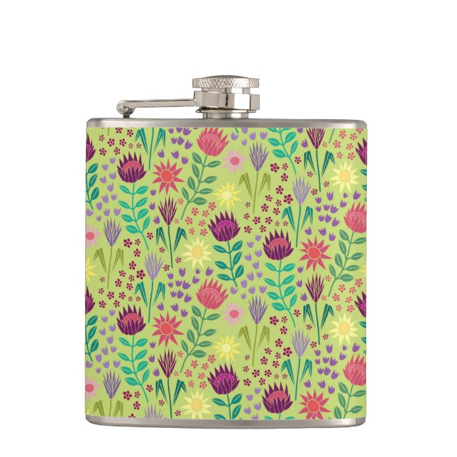 Protea Blommigt Block Print Millefleur cheery grön Fickplunta (Framsidan)