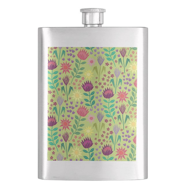 Protea Blommigt Block Print Millefleur cheery grön Fickplunta (Framsidan)