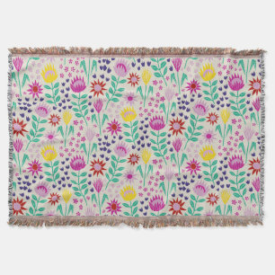 Protea Blommigt Block Print Millefleur ljus Filt